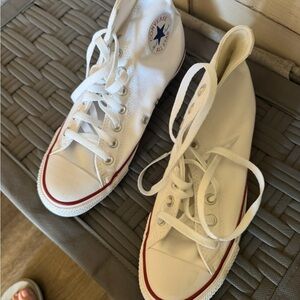 NWOT Converse White Sneakers with Red and Black Trim